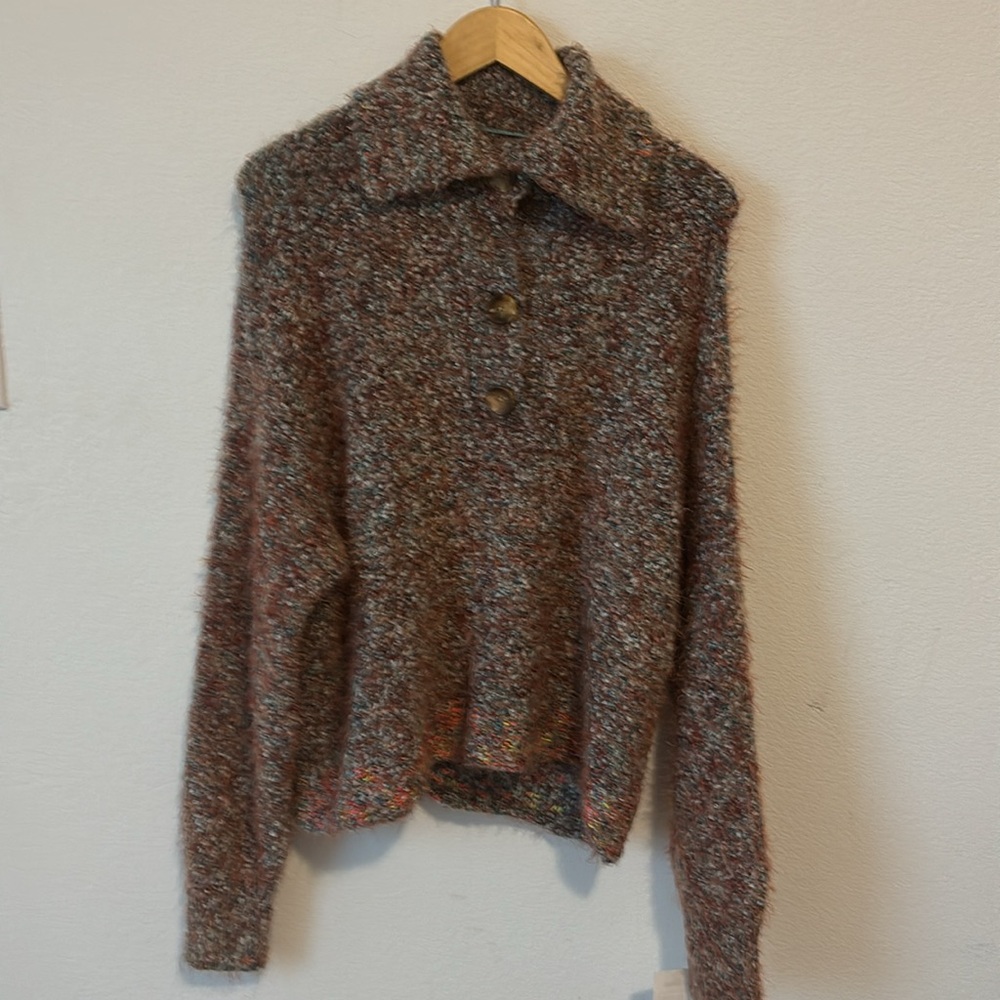 Free people Stella marled button collar sweater in S - Picture 9 of 13